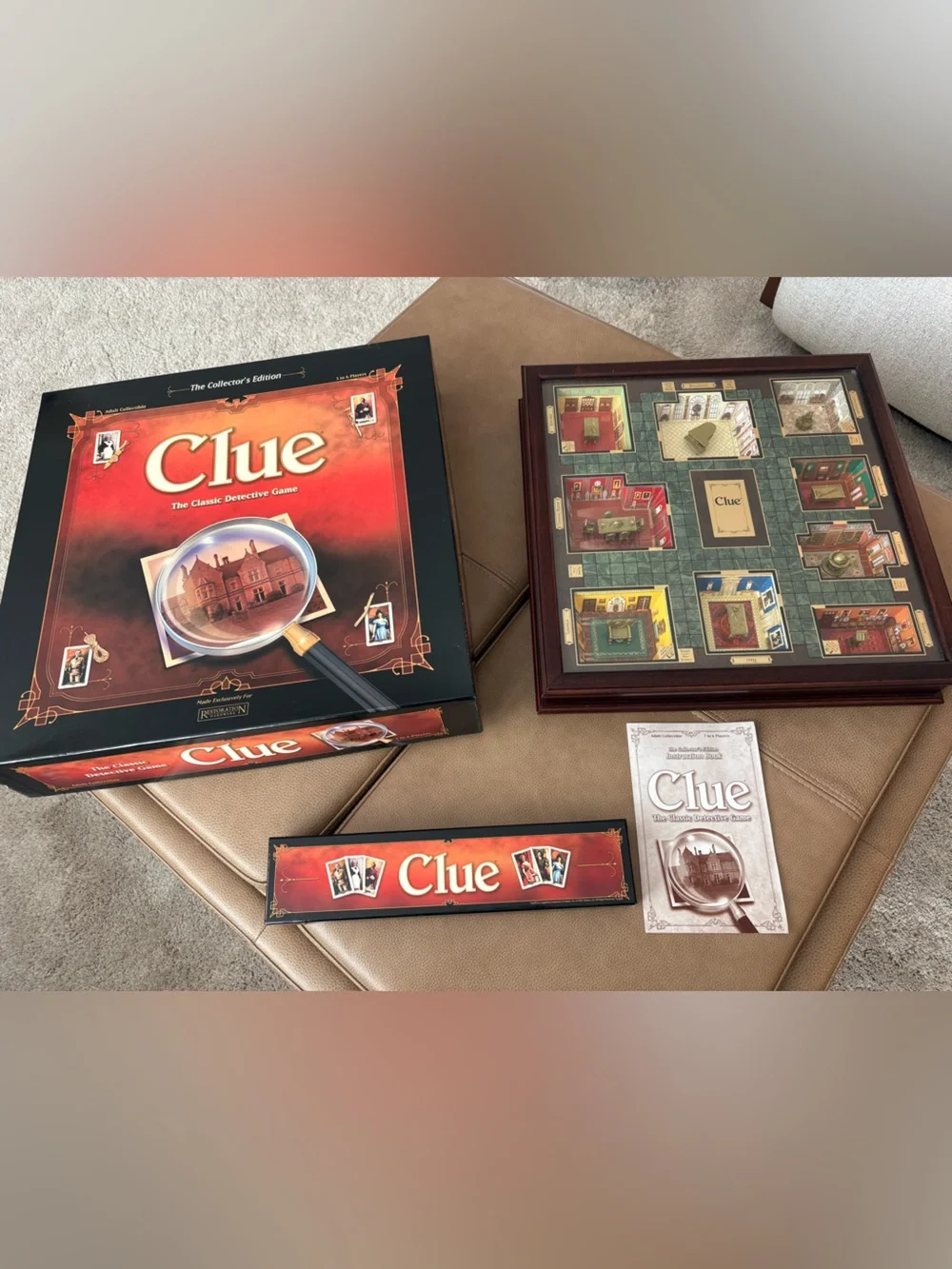 Clue Collector’s Edition Restoration Hardware Hasbro 3D Wood Board Game 2007 NIB